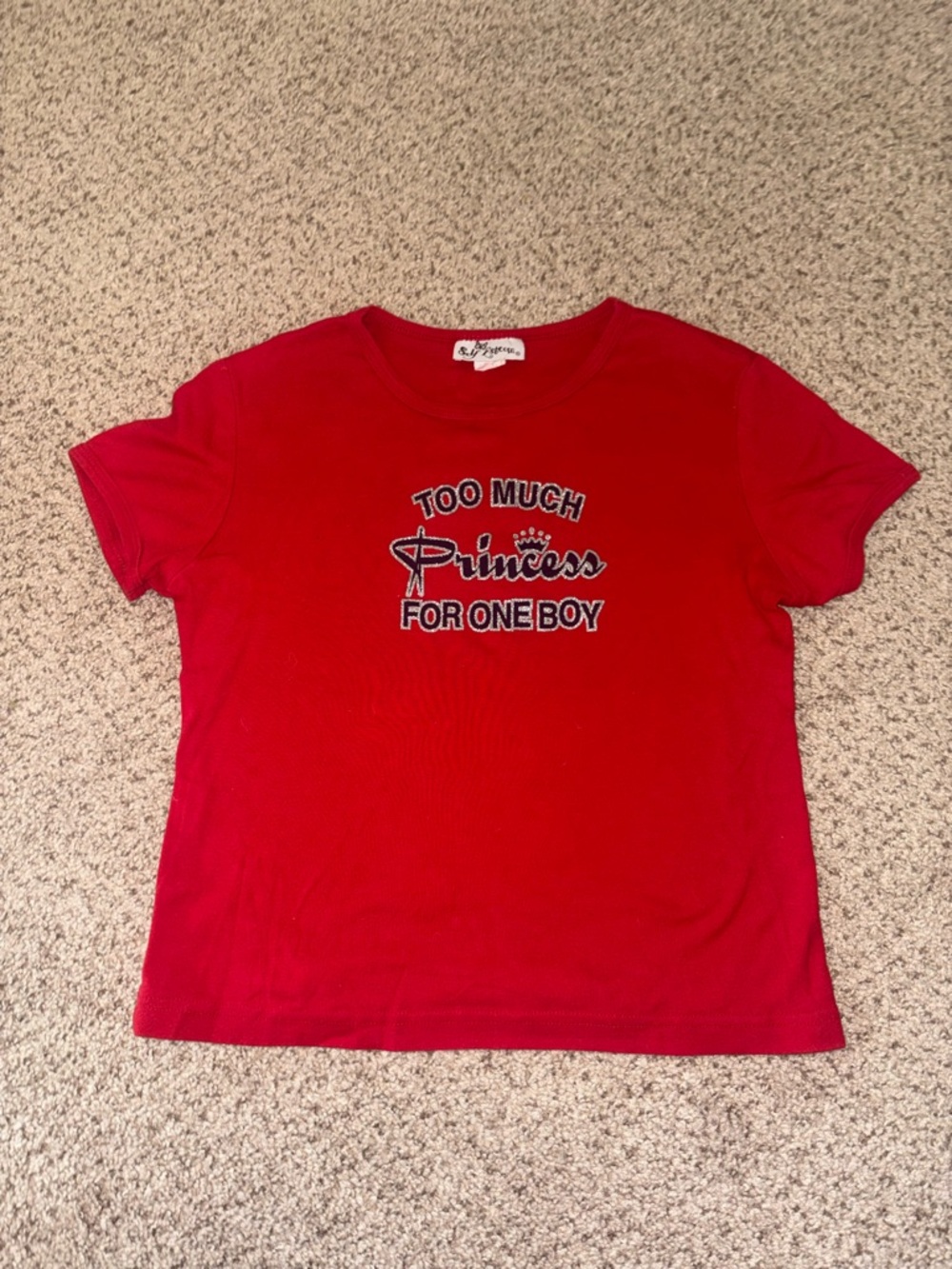 Self Esteem Red Graphic Tee "Too Much Princess For One Boy"